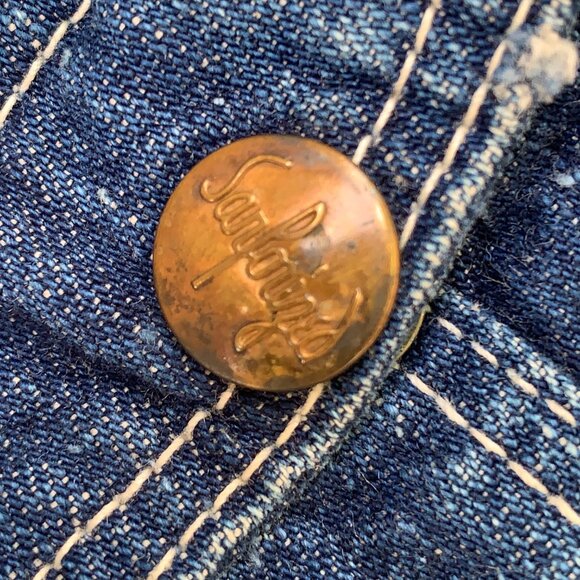 VINTAGE BLUE BELL SANFORIZED DENIM CARPENTER BIB OVERALLS ~34 X ~28 - Picture 3 of 11